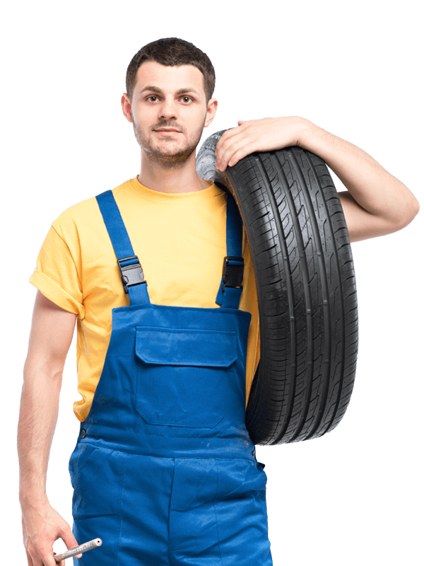 tire serviceman isolated on white background PWPL3HJa